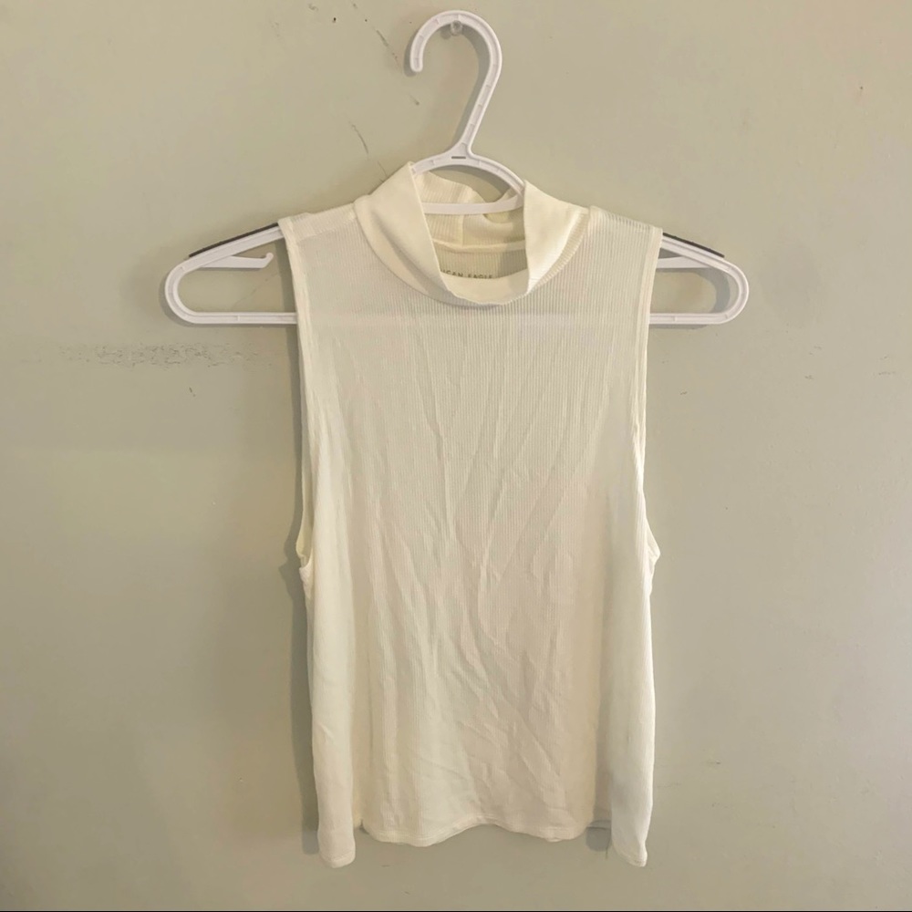 AE White Turtle Neck Tank Top